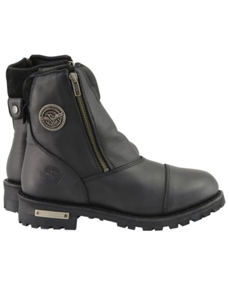 Milwaukee Leather Women's Super-Clean Double Sided Zipper Entry Boots - Round Toe