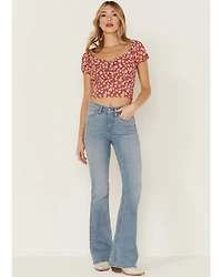 Idyllwind Women's Bay Cove Floral Crop Peasant Top