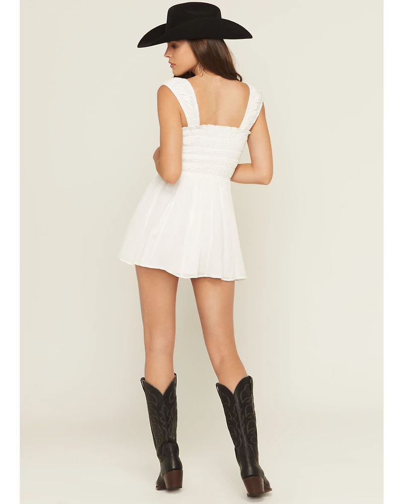 Show Me Your Mumu Women's Mabel Bow Smocked Sleeveless Mini Dress