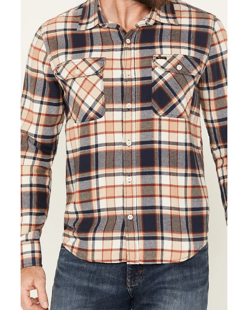 Brixton Men's Bowery Plaid Print Long Sleeve Button-Down Flannel Shirt