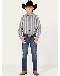 Panhandle Boys' Zig Zag Stripe Print Long Sleeve Western Snap Shirt