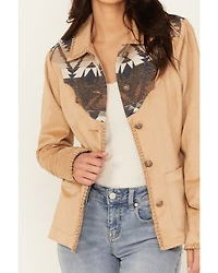 Shyanne Women's Faux Suede Southwestern Yoke Blazer