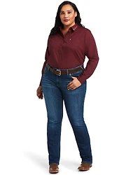 Ariat Women's Team Kirby Stretch Zinfandel Long Sleeve Button Shirt - Plus