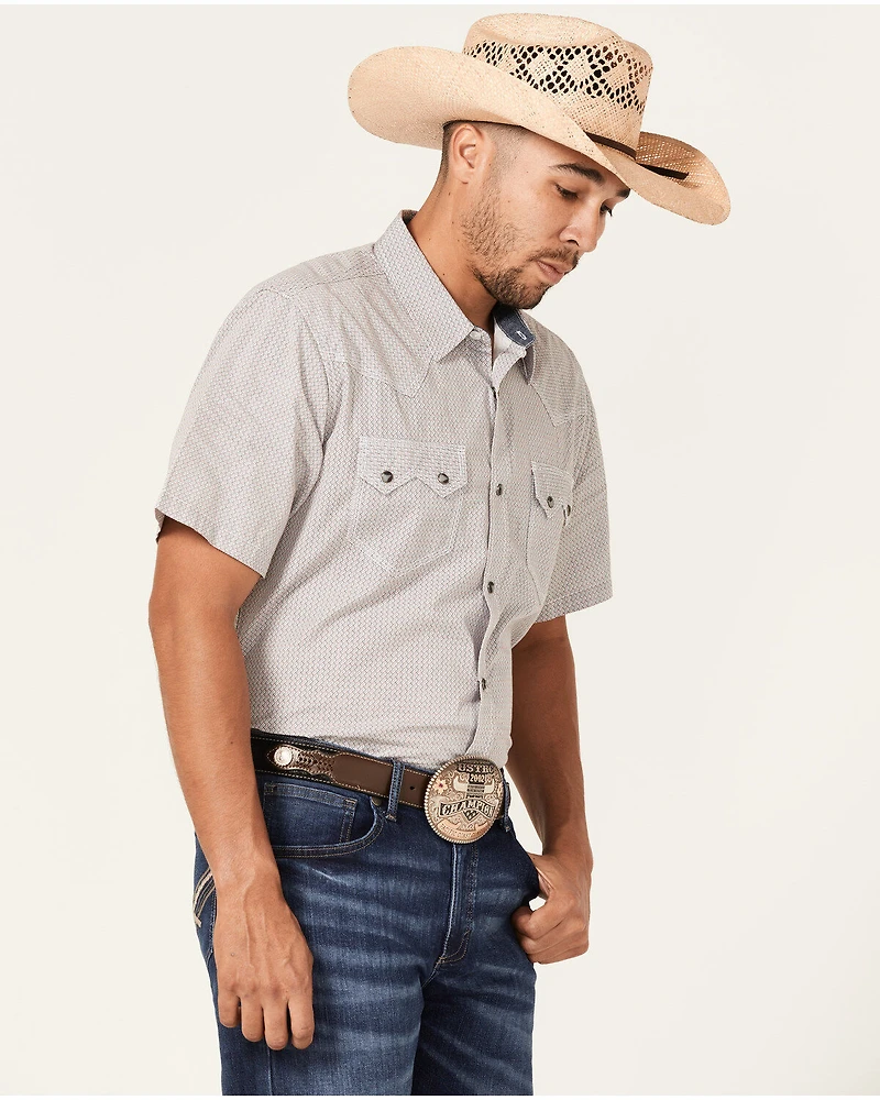 Moonshine Spirit Men's Static Geo Print Short Sleeve Snap Western Shirt