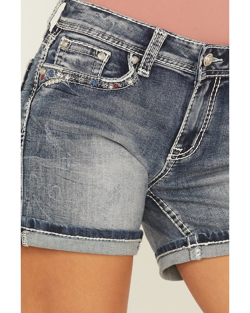 Grace LA Women's Light Wash Mid Rise Americana Stretch Denim Jeans