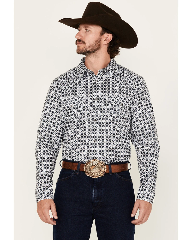 Gibson Trading Co Men's Sprout Geo Print Long Sleeve Snap Stretch Western Shirt