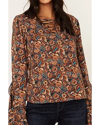 Idyllwind Women's Rouge Paisley Print Lace-Up Top