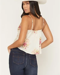 Shyanne Women's Floral Print Sleeveless Satin Tank Top