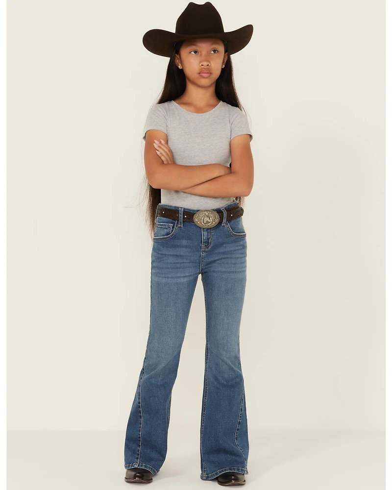 Shyanne Girls' Cimarron Twisted Side Seam Flare Stretch Denim Jeans