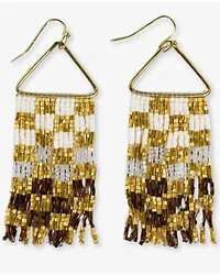 Ink + Alloy Women's Paige Ombre Checked Beaded Fringe Earrings