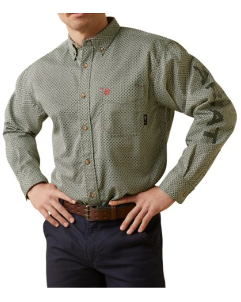 Ariat Men's FR Chisolm Logo Long Sleeve Button-Down Work Shirt