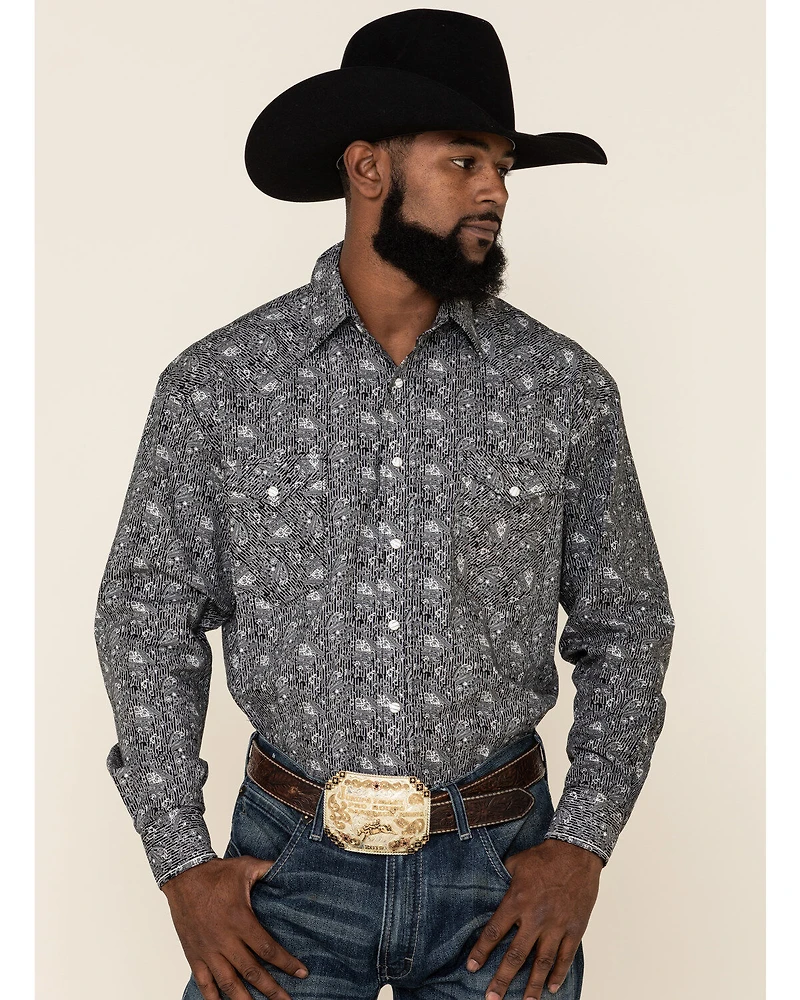 Rough Stock By Panhandle Men's Atalaya Stretch Paisley Print Long Sleeve Western Shirt