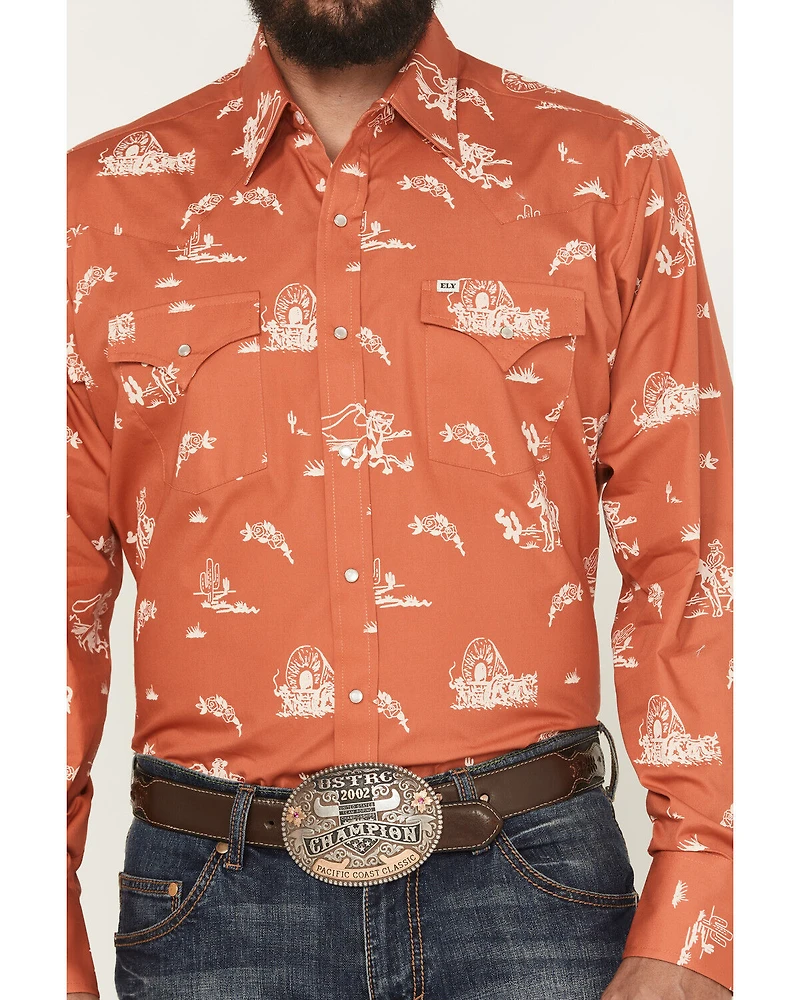 Ely Walker Men's Horse Print Long Sleeve Snap Western Shirt