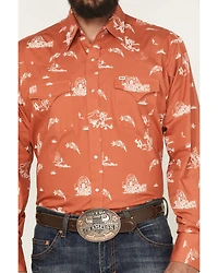 Ely Walker Men's Horse Print Long Sleeve Snap Western Shirt