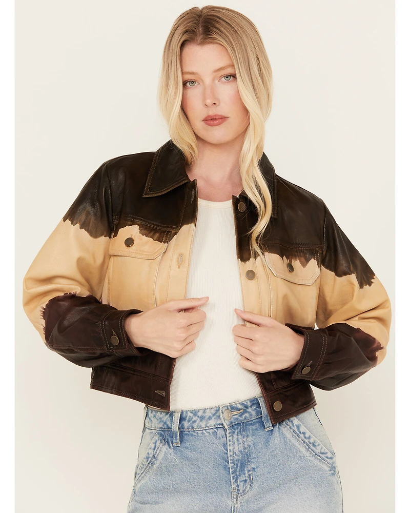 Cleo + Wolf Women's Ombre Cropped Leather Jacket
