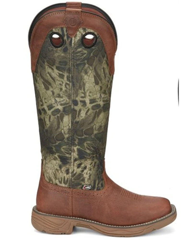 Justin Men's Rush Strike Camo Shaft Leather Pull On Snake Boots - Square Toe