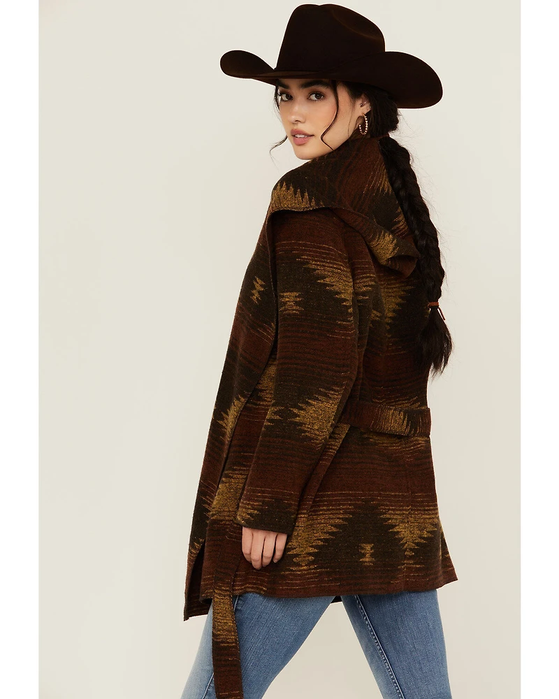 Cripple Creek Women's Southwestern Print Hooded Wrap Jacket