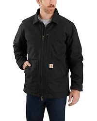 Carhartt Men's Black Washed Duck Sherpa Lined Work Coat - Big