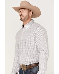 RANK 45® Men's Fishing Small Plaid Print Long Sleeve Button-Down Western Shirt