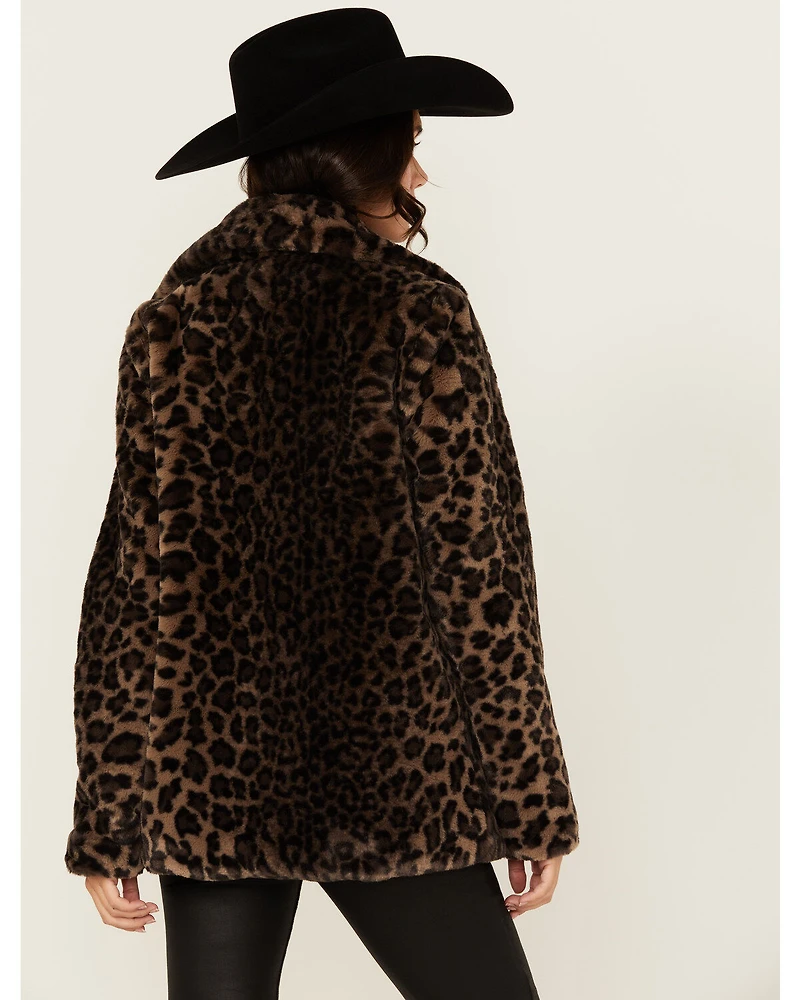 Shyanne Women's Leopard Print Faux Fur Jacket