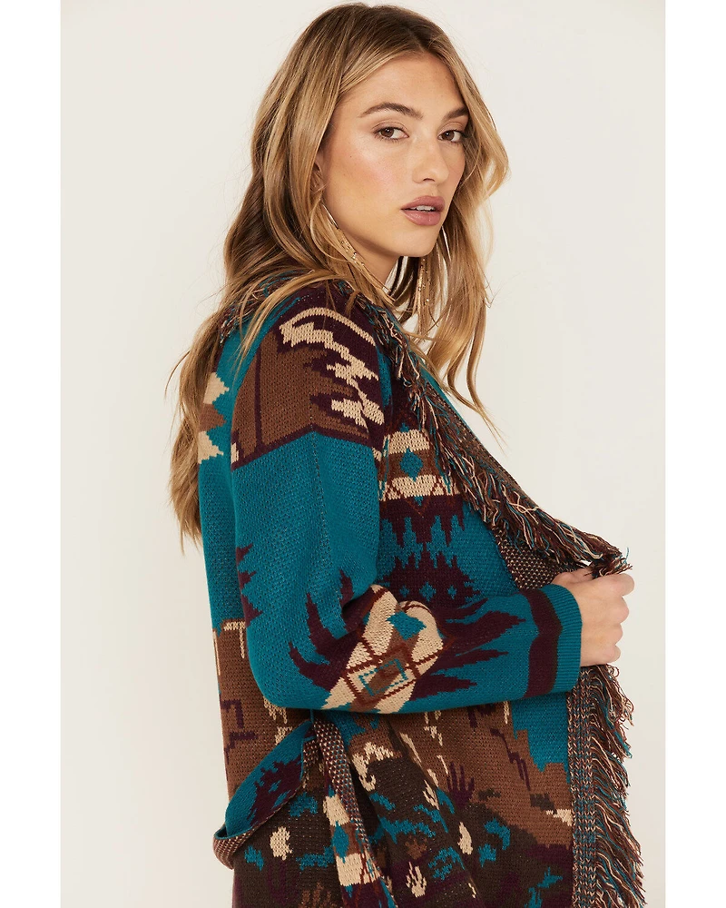 Idyllwind Women's River Run Southwestern Print Belted Cardigan