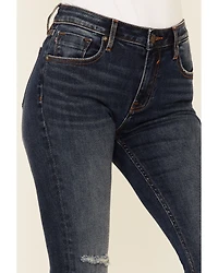 VIGOSS Women's Dark Wash High Rise Stevie Straight Distressed Jeans