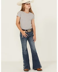 Shyanne Little Girls' Althea Floral Embroidered Flare Stretch Denim Jeans