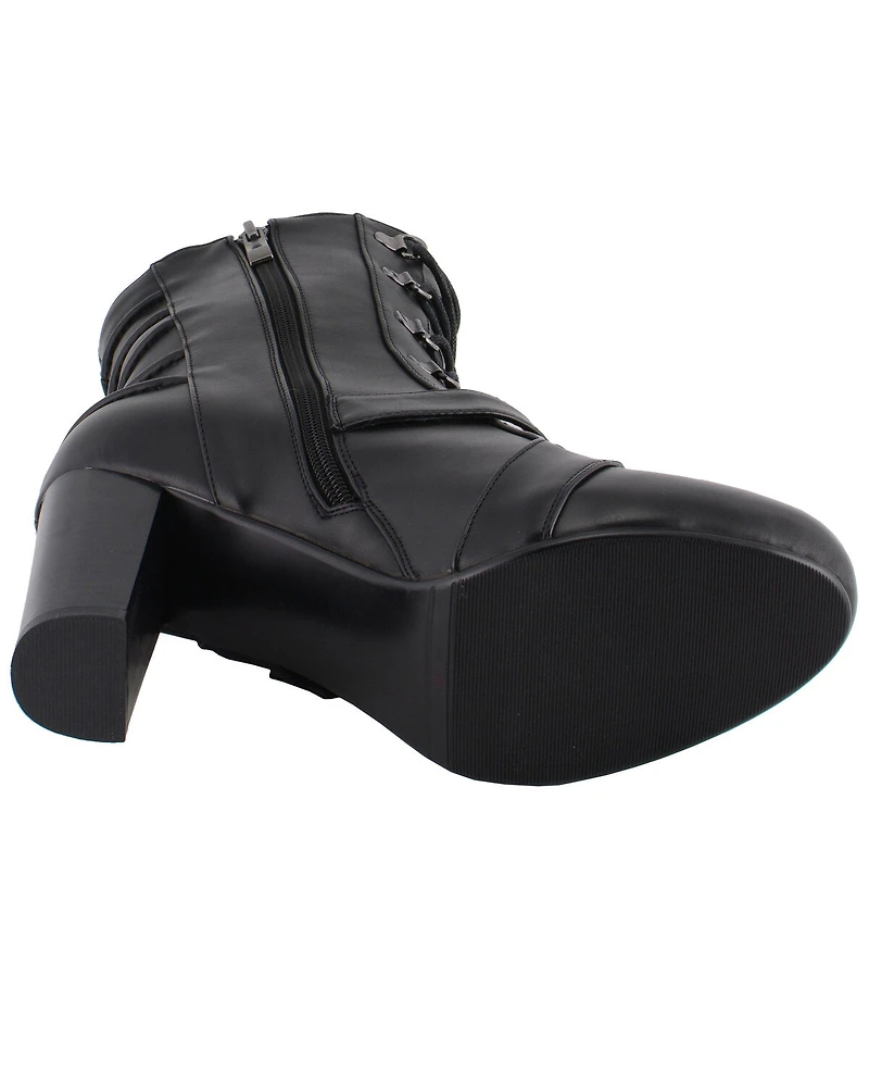 Milwaukee Leather Women's Block Heel Lace Front Boots - Round Toe