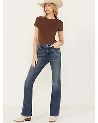 Mia and Moss Women's Kentucky Blues Medium Wash High Rise Flare Stretch Jeans