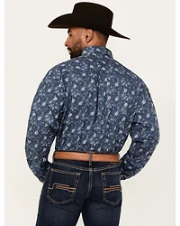George Strait by Wrangler Men's Paisley Print Long Sleeve Button-Down Stretch Western Shirt