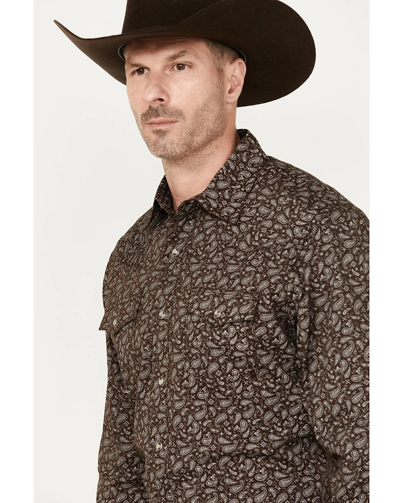 Wrangler Retro Men's Premium Paisley Print Long Sleeve Snap Western Shirt