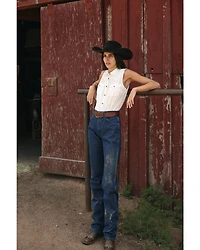 Shyanne Women's Shadow Striped Sleeveless Button-Down Western Shirt