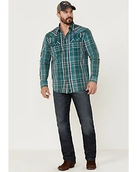 Moonshine Spirit Men's Marble Crackle Plaid Long Sleeve Snap Western Shirt