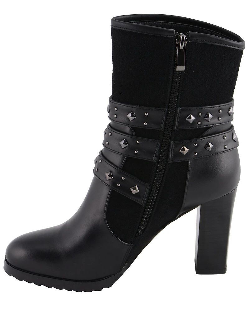 Milwaukee Leather Women's Block Heel Triple Strap Riding Boots - Round Toe