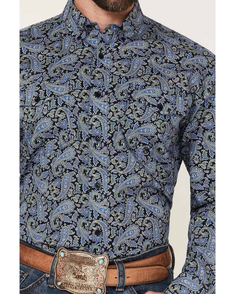 Roper Men's Amarillo Paisley Print Long Sleeve Button-Down Western Shirt
