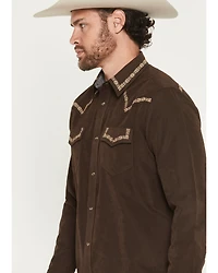 Moonshine Spirit Men's Front Stage Embroidered Solid Long Sleeve Snap Western Shirt