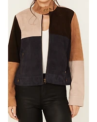 Cleo + Wolf Women's Carter Colorblock Suede Zip-Up Jacket