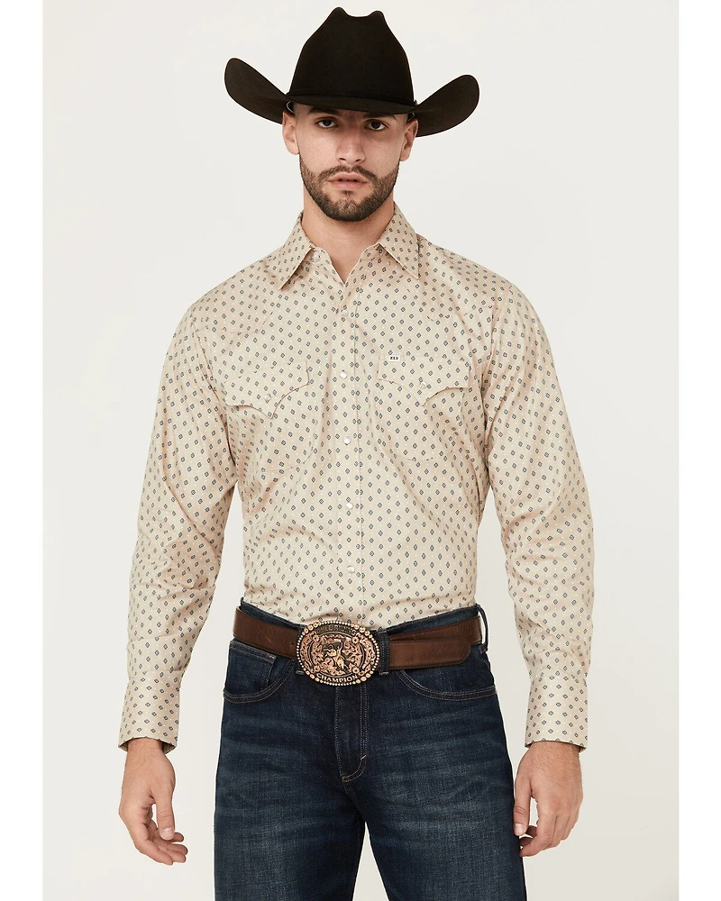 Ely Walker Men's Mini Southwestern Geo Print Long Sleeve Snap Western Shirt