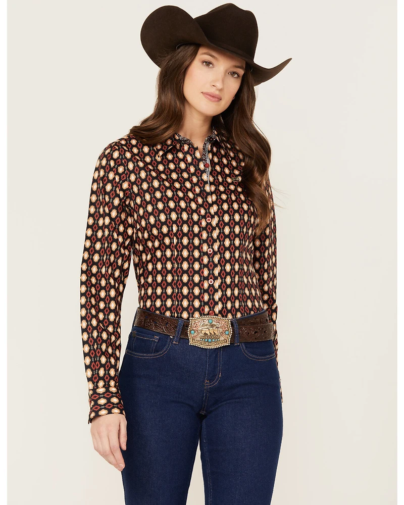 Cinch Women's Southwestern Long Sleeve Button Down Western Shirt