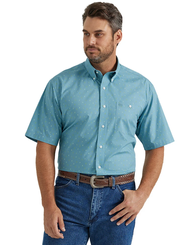 Wrangler Men's Classic Paisley Print Short Sleeve Button-Down Western Shirt - Tall