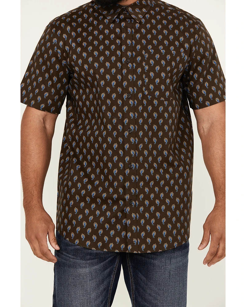 Cody James Men's Lampshade Paisley Print Short Sleeve Button-Down Stretch Western Shirt