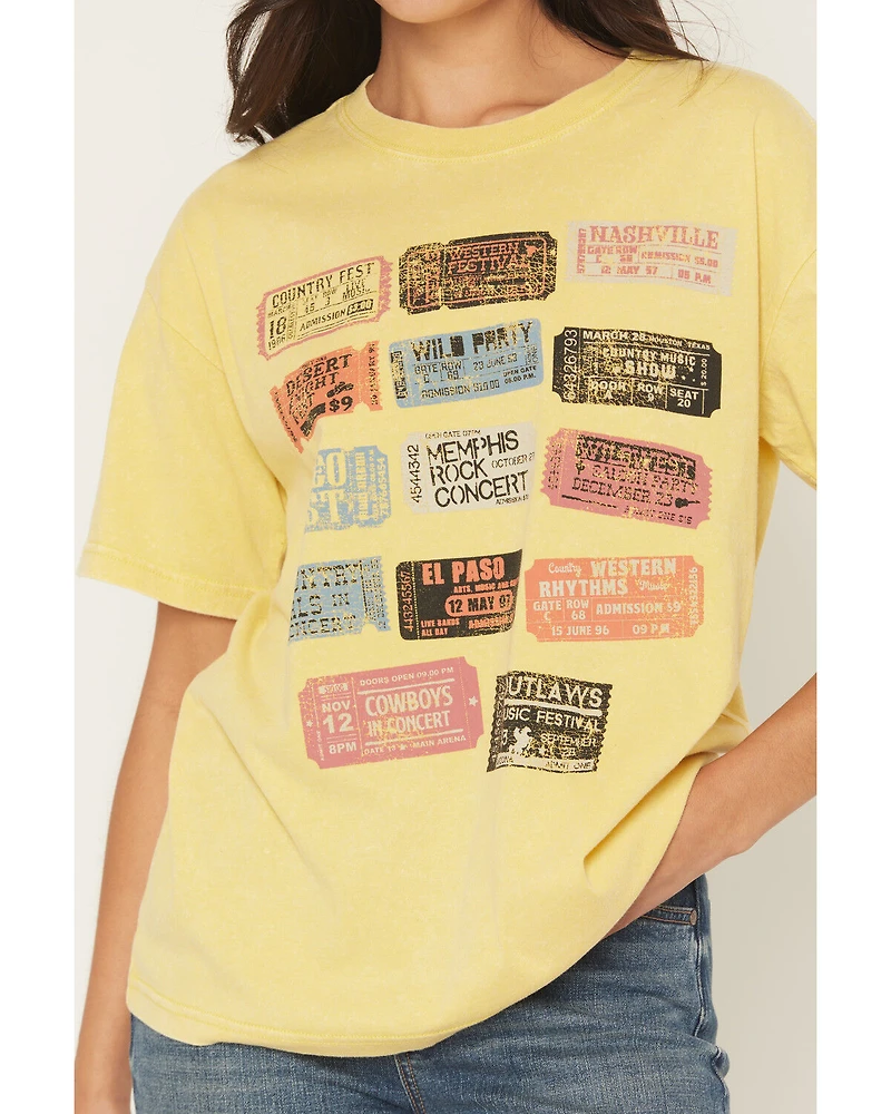 Cleo + Wolf Women's Ticket Stub Short Sleeve Graphic Boyfriend Tee