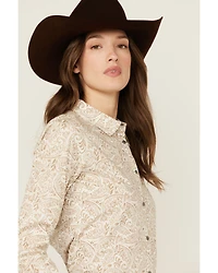 Shyanne Women's Paisley Print Long Sleeve Snap Stretch Western Shirt