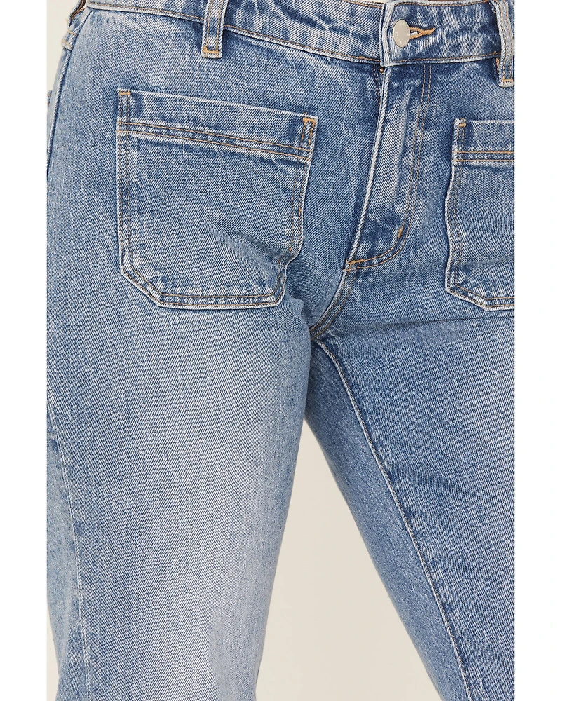 Rolla's Women's Carlson Medium Wash Low Rise East Coast Stretch Flare Jeans
