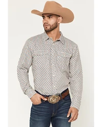 RANK 45® Men's Geometric Fuji Print Long Sleeve Snap Performance Shirt