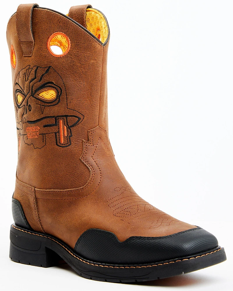 Cody James Boys' Skull Work Boots - Broad Square Toe