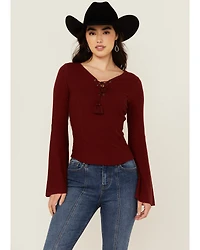 Shyanne Women's Solid Lace-Up Long Sleeve Shirt