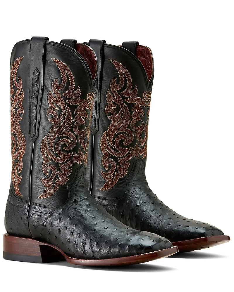 Ariat Men's Exotic Full Quill Ostrich Classic Cash Western Boots - Broad Square Toe