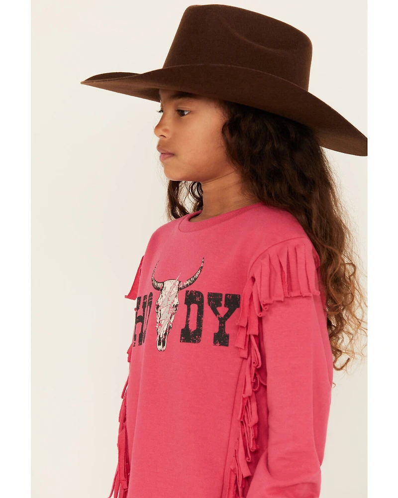 Rock & Roll Denim Girls' Howdy Fringe Long Sleeve Graphic Tee