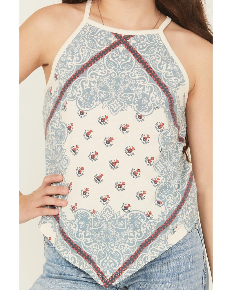 Rock & Roll Denim Girls' Scarf Print Tank
